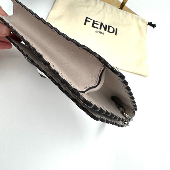 Fendi Beige Blue Orange Owl WOC Crossbody Bag SHW Scalloped Edges - Picture 5 of 14